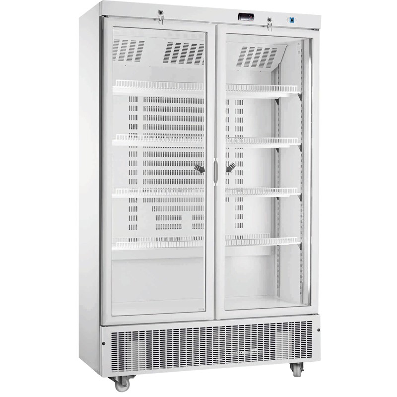 Armario refrigeración doble puerta de vidrio blanco